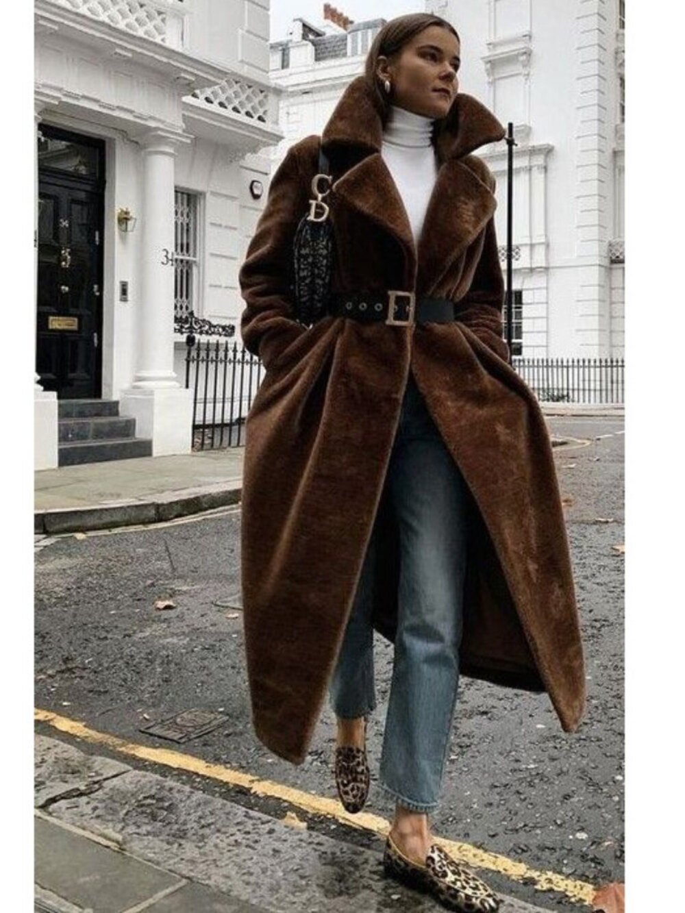 💋GORGEOUS💋H&M LIMITED EDITION WOOL BLEND FUR COAT IN CHOCOLAT BROWN